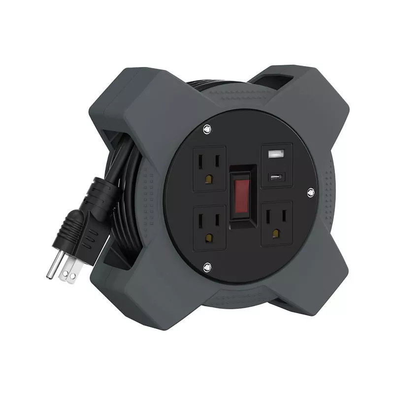 3 изхода USB пластмасова макара за кабел 20 фута