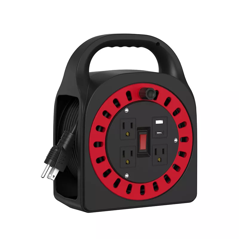 3 изхода USB пластмасова макара за кабел 50 фута 3 изхода USB пластмасова макара за кабел 50 фута